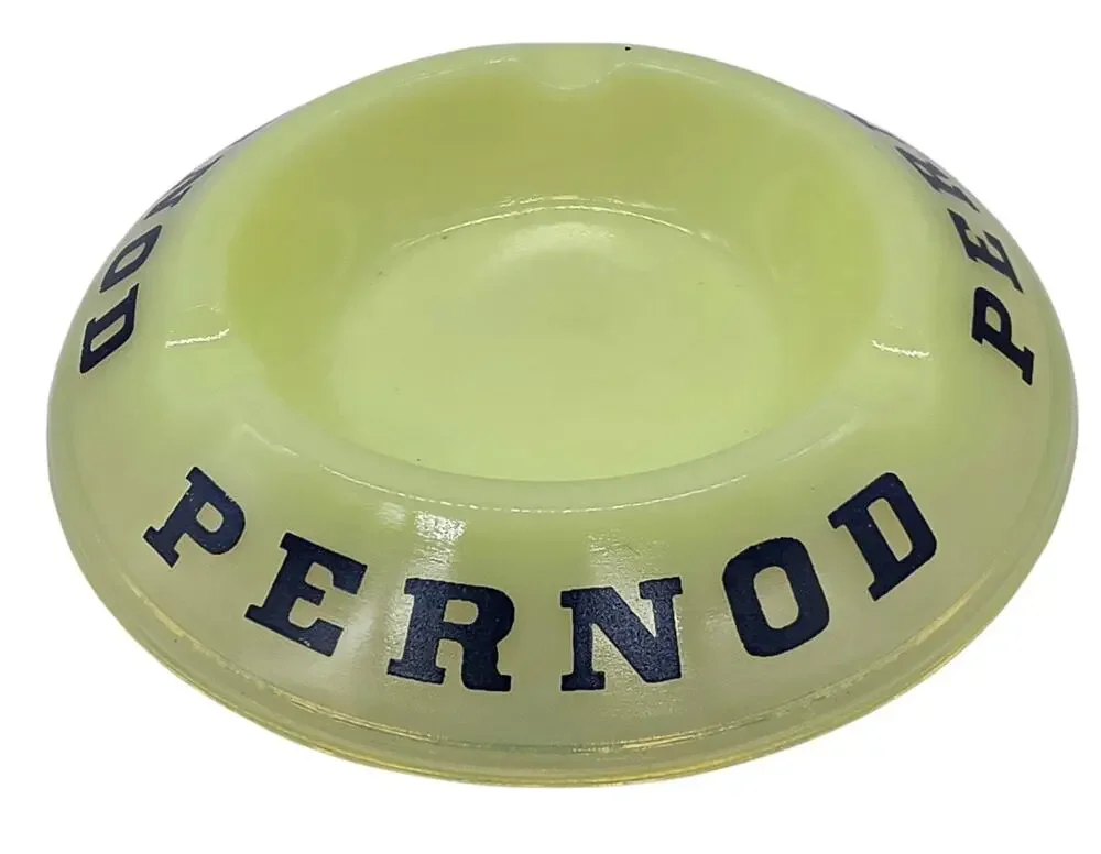 FRENCH OPALEX VASELINE OPAL PERNOD ASHTRAY SCARCE GLOWS